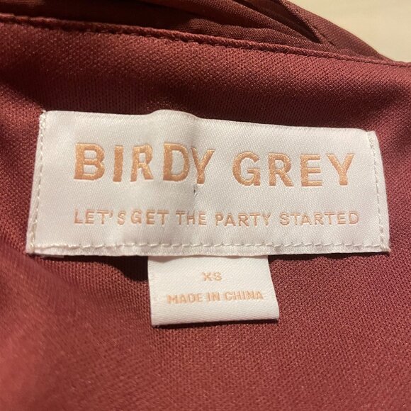 Birdy Grey Kira Bridesmaid Dress -  Chiffon in Dark Mauve, Size XS, with Slit - Picture 3 of 11